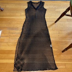 NWT BLACK FISHNET SWIM COVERUP SMALL